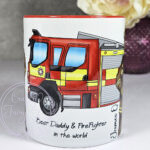 personalised male firefighter & fire engine mug gift