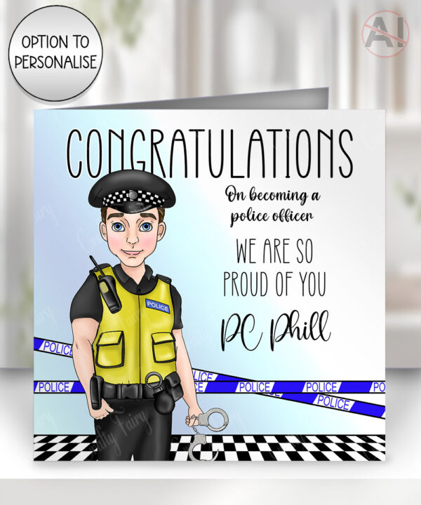 personalised male police officer policeman congratulations card