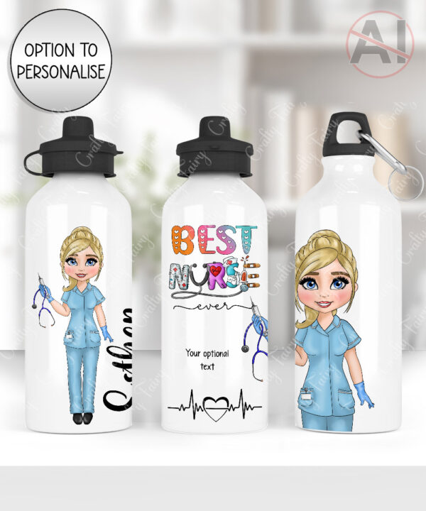 personalised best nurse ever 600ml straight water bottle