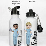 personalised best nurse ever 600ml straight water bottle