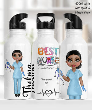 personalised best nurse ever 600ml straight water bottle