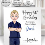 personalised male nurse birthday card or congratulations card