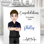 personalised male nurse birthday card or congratulations card
