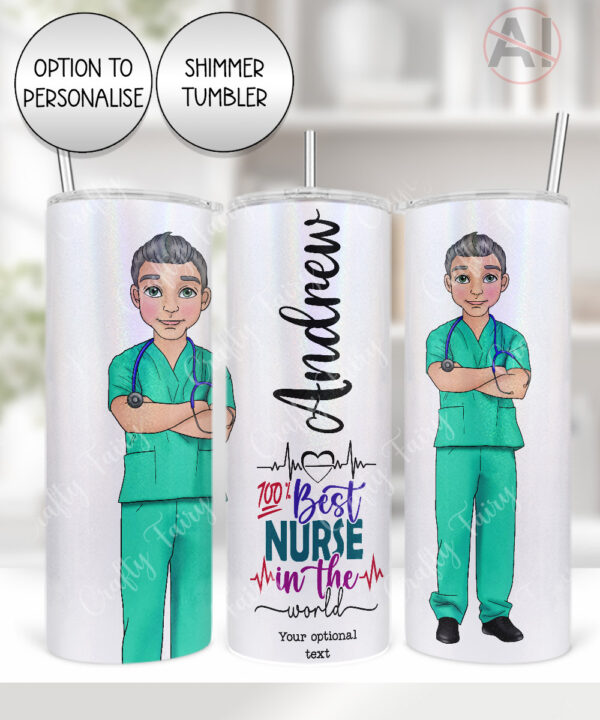 personalised best male nurse ever straight 20oz tumbler