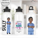personalised best male nurse ever 600ml straight water bottle