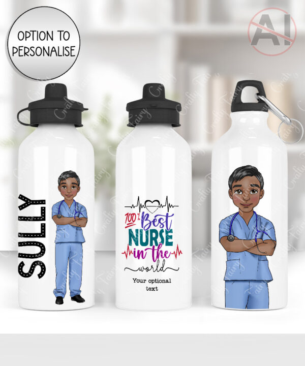 personalised best male nurse ever 600ml straight water bottle