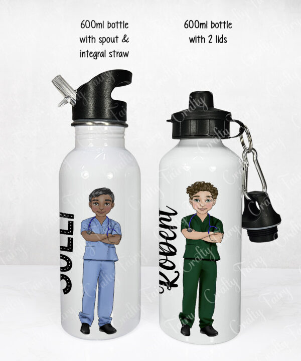 personalised best male nurse ever 600ml straight water bottle