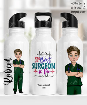 personalised best male nurse ever 600ml straight water bottle