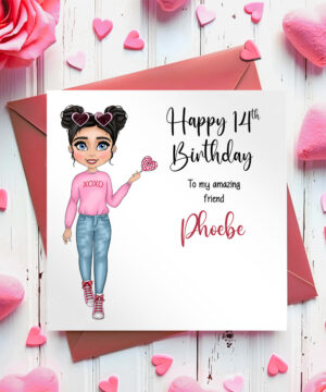 personalised cute lollipop teen girl card birthday, valentine