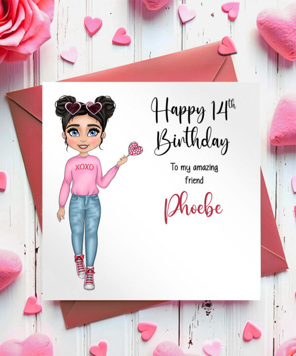 personalised cute lollipop teen girl card birthday, valentine