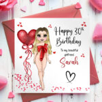 personalised sexy lady red ribbon surprise valentine's day card