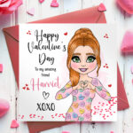 personalised onesie lady galentine's or valentine's day card