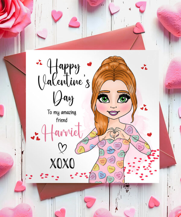 personalised onesie lady galentine's or valentine's day card