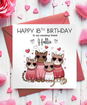 personalised cats in jumpers valentine's day card (also galentine's palentine's day)