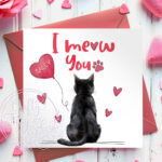 personalised i meow you cat valentine's day card