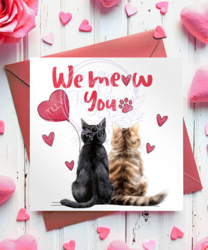personalised "we meow you" two cats valentine's day card