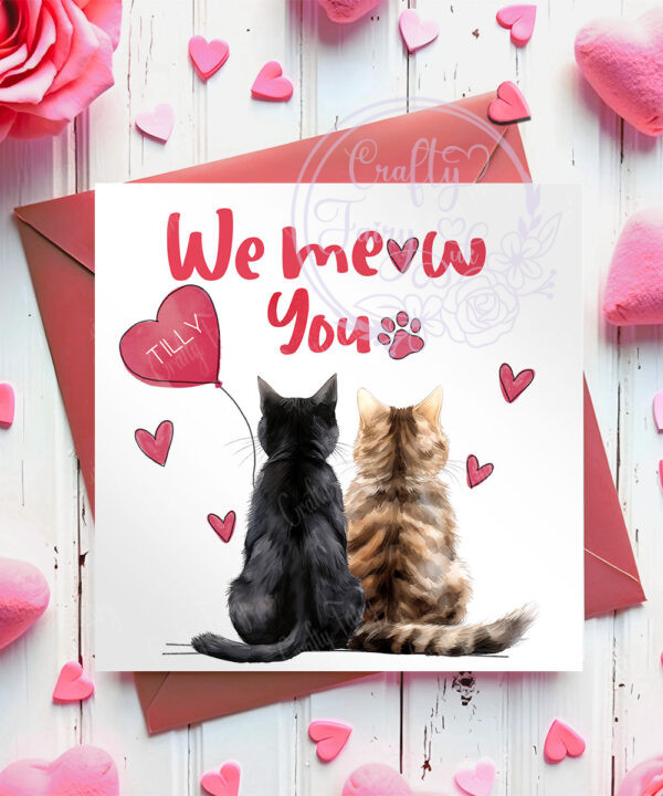 personalised "we meow you" two cats valentine's day card
