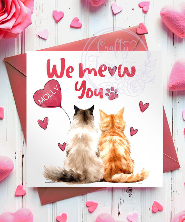 personalised "we meow you" two cats valentine's day card