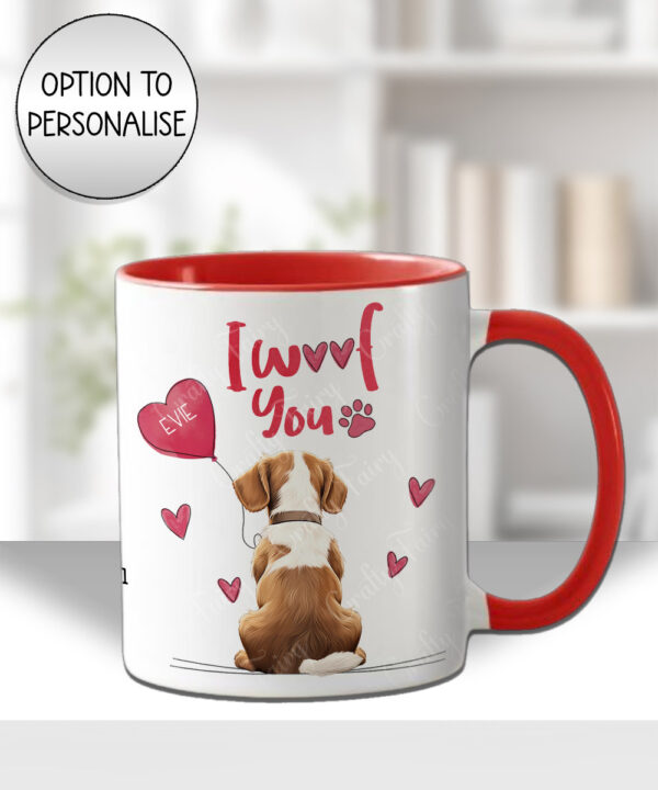 personalised "i woof you" dog mug gift for dog lover