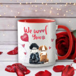 personalised "we woof you" two dogs valentine's mug