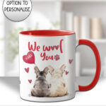 personalised "we woof you" two dogs mug gift for dog lover