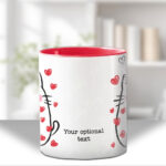 personalised cat with red hearts mug gift for cat lover