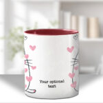 personalised cat with pink hearts mug gift for cat lover