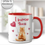 personalised "i meow you" cat mug gift for cat lover