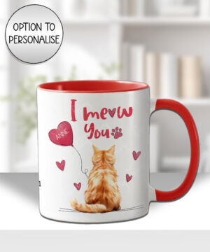 personalised "i meow you" cat mug gift for cat lover