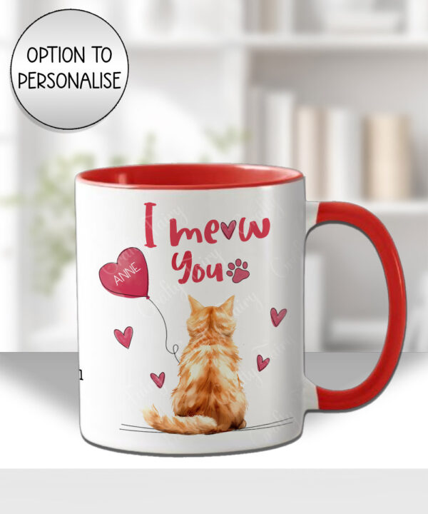 personalised "i meow you" cat mug gift for cat lover