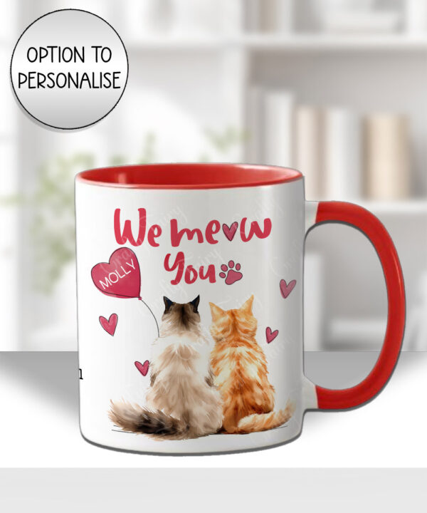 personalised "we meow you" two cats mug gift for cat lover
