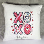 personalised xoxo hugs and kisses galentine's white velvet cushion