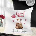 personalised "i woof you" dog valentine's velvet cushion gift for dog lover