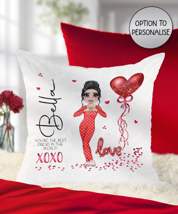 personalised onesie lady bestie white velvet cushion gift