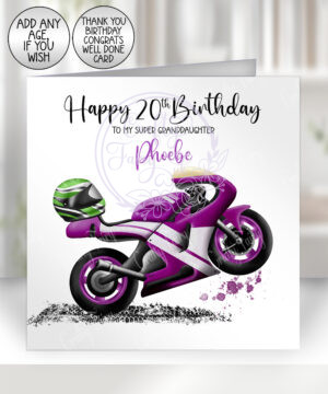 personalised motorbike birthday card for him or her