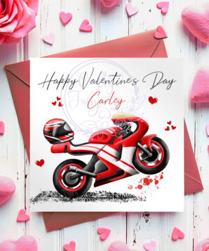 personalised motorbike valentine's card for him or her