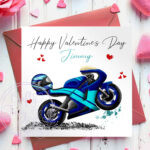 personalised motorbike valentine's card for him or her