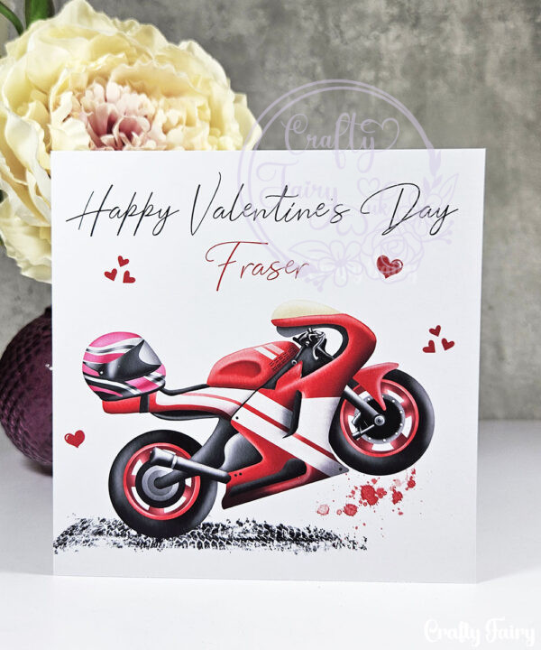 personalised motorbike valentine's card for him or her