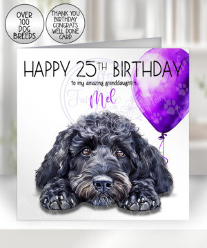 personalised cute dog face birthday card lots of breed choices
