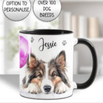personalised cute dog face birthday mug gift lots of breed choices