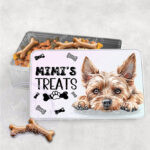 personalised cute dog treats rectangular medium tin lots of breeds