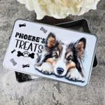 personalised cute dog treats rectangular medium tin lots of breeds