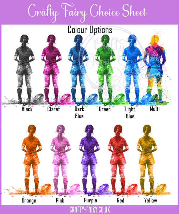 personalised watercolour rugby player girl's birthday card