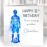 personalised watercolour rugby player boy's birthday card