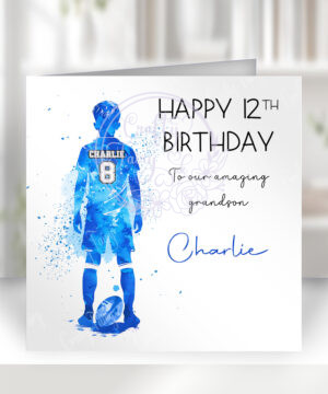 personalised watercolour rugby player boy's birthday card