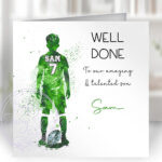 personalised watercolour rugby player boy's birthday card