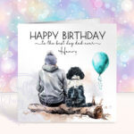 personalised dog lover man and dog scene 2 birthday card
