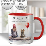 personalised dog lover lady and dog scene 1 mug gift