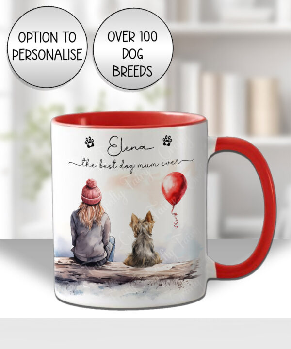 personalised dog lover lady and dog scene 1 mug gift