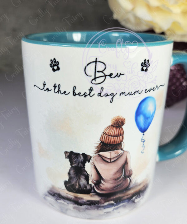 personalised dog lover lady and dog scene 2 mug gift